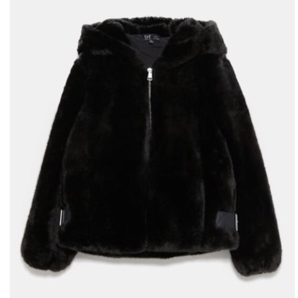 COPY - Zara Black Faux Fur Hooded Jacket